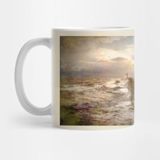 Artistic Stormy weather at Tynemouth Pier Mug